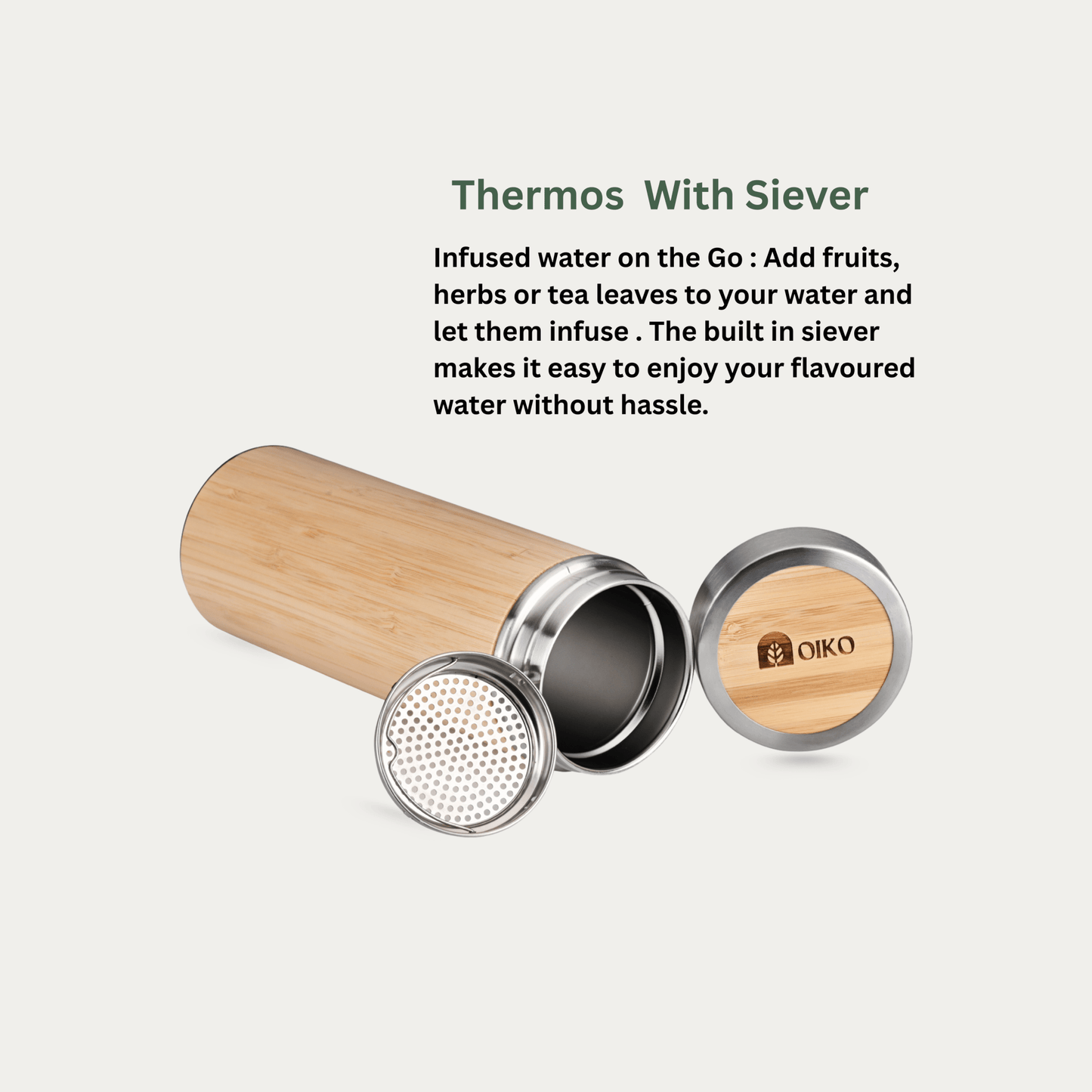 Bamboo Stainless Steel Water Bottle (Insulated) - OIKO