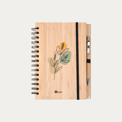 Bamboo Journal Set| Made With Recycled Paper | Bamboo Pen Included - OIKO