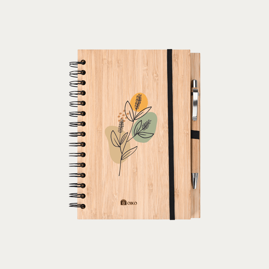 Bamboo Journal Set| Made With Recycled Paper | Bamboo Pen Included - OIKO