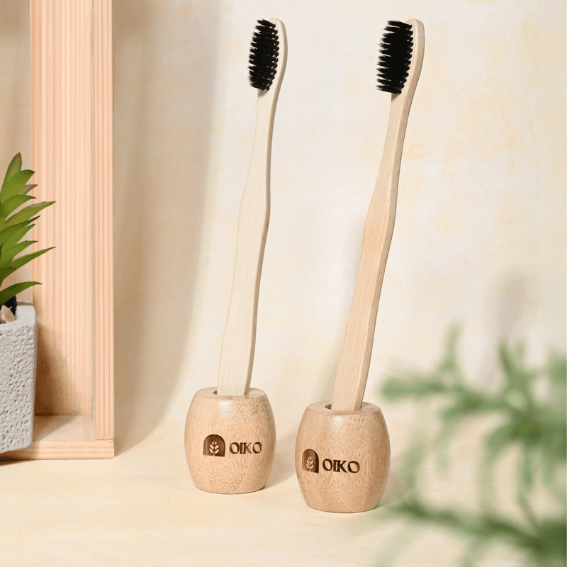 Bamboo versatile Holder | Elegant Storage for Toothbrush & Pen - OIKO