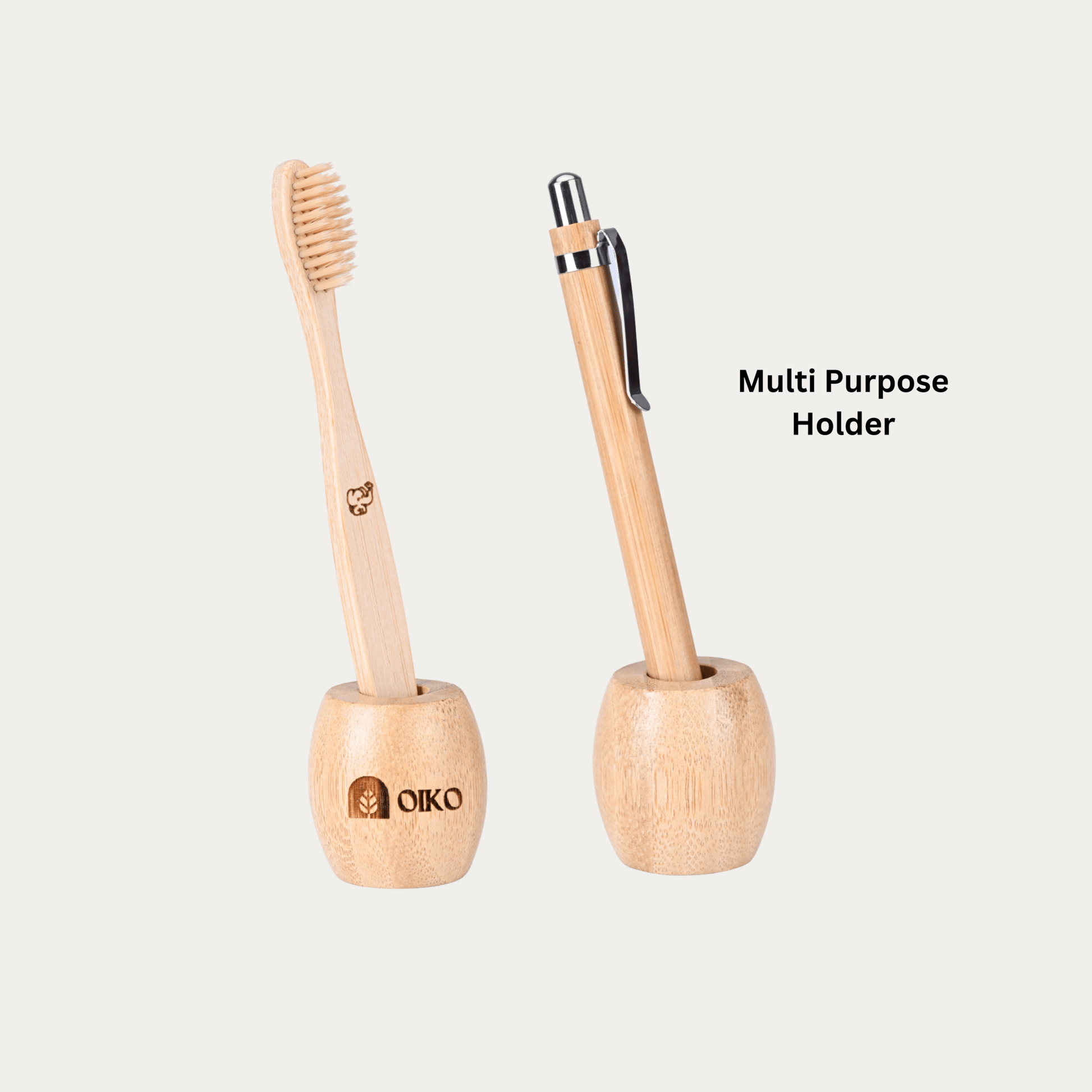 Bamboo versatile Holder | Elegant Storage for Toothbrush & Pen - OIKO