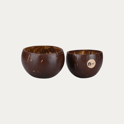Coconut Shell Bowl Handcrafted 2 - Bowls | Sustainable Natural Serving Bowl for Smoothie, Salad, and Snacks 450–500ml (Set of 2) - OIKO