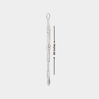 Macrame Cotton Plant Hanger with Wooden Beads | Stylish Indoor Decor - OIKO