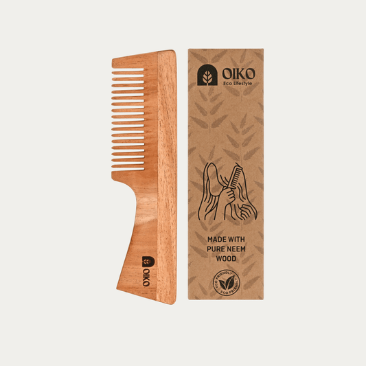 Neem wood Hair comb with handle - OIKO