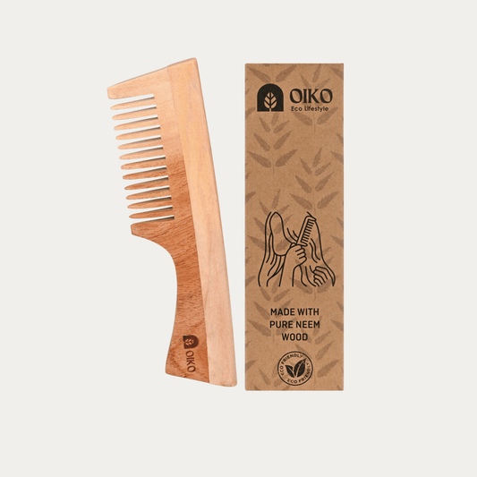 Neem wood Hair comb with handle - OIKO